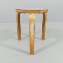 ALVAR AALTO for Finmar, a 1930s model 60 stool, in birch with formica seat and makers label beneath.