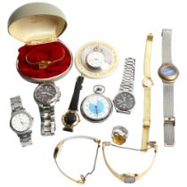 Various wristwatches, and stop watch, including Accurist, Titan and Seiko etc