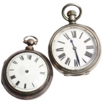 A George III silver pair-cased pocket watch, by H Kemp & Son Battle (A/F), and a chrome plate