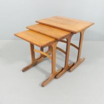 G-PLAN - a mid-century teak nest of three occasional tables. Largest 56x52x41cm.