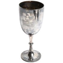 An Edward VII silver goblet, H19.5cm, used as a presentation piece, by H A Crone, to the Winner of