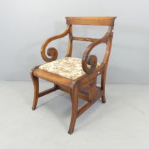 A 19th century mahogany metamorphic library step chair. Dimensions as chair: overall 62x91x64cm,