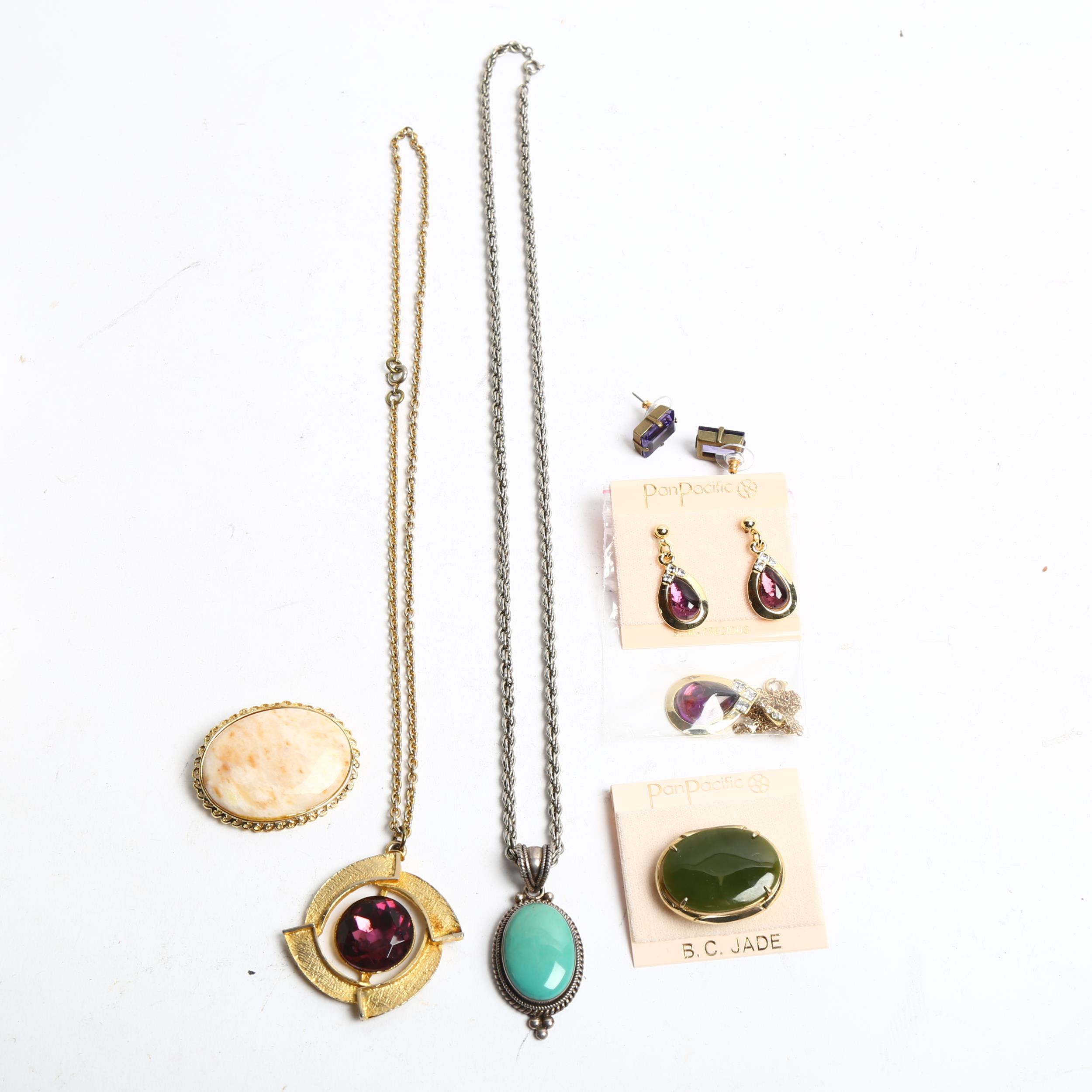 A group of various costume jewellery, to include a suite of amethyst jewellery, including a pair - Image 2 of 2