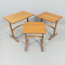 G-PLAN - a mid-century teak nest of three occasional tables. Largest 56x52x41cm. Generally good