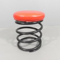 A post-modern stool with heavy spring base, height 50cm Good vintage condition signs of light use