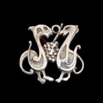 A Scottish sterling silver brooch, stylised birds, possibly by Ola Gorie