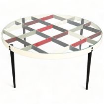 Gio Ponti, Italy, a mid-century design Model D.555.1 coffee table in polychrome steel and glass,