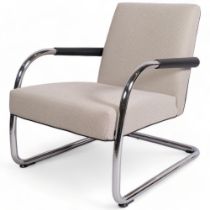 A Vitra Visalounge cantilever lounge chair by Antonio Citterio, the chrome plated steel frame with