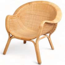 Nana Ditzel, a mid-century design Madame rattan lounge chair by Sika Design, Denmark, designed in