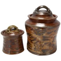 Jane Hamlyn (born 1940) two salt glazed storage jars, impressed makers mark, tallest 21cm Both in
