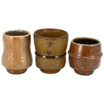 Phil Rogers (1951-2020), 3 studio pottery Yunomi / tea bowls, all with makers mark, tallest 10.5cm