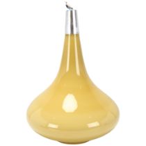 A 1970s' Scandinavian cream glass ceiling pendant lamp, with aluminum cover and original fittings,