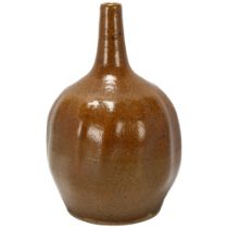 Dorothy Kemp (1905-2001), St Ives Pottery, a stoneware bottle vase with lobbed body, makers mark