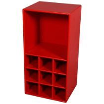 Montana Furniture, Denmark, a wall-hanging wine storage/kitchen cabinet in red lacquer, length 70cm,