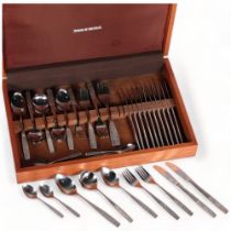 A 1970s' Viners Stainless Steel canteen, 44 piece set, in original box Good used condition, exterior