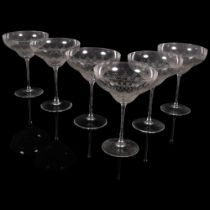 Bjorn Wiinblad for Rosenthal, a set of 6 Romance cut glass Champagne/Martini glasses, height 17cm