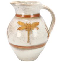 Johnathan Chiswell-Jones, a studio pottery jug with lustre brushwork of Dragonflies and