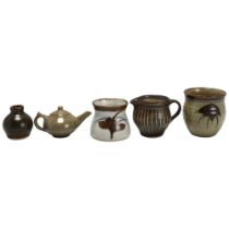 5 pieces of Leach tradition studio pottery, including St Ives, Lowerdown and Wenford Bridge