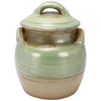Ray Finch (1914-2012), Winchcombe Pottery, a studio pottery storage jar with iridescent green glaze,