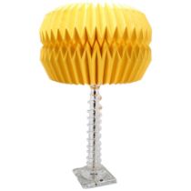 A late 20th century Italian spiral glass table lamp, with geometric paper shade, height 55cm
