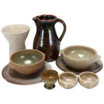 David Leach, Lowerdown Pottery, 9 pieces of studio pottery with personal or pottery mark impressed
