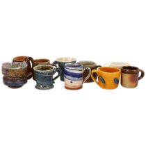 A collection of 10 studio pottery mugs, including Walter Keeler, Nic Collins, Hilary Roberts,