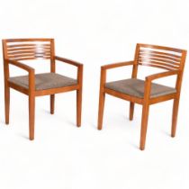 A pair of Ricchio cherry wood armchairs by Joseph and Linda Ricchio for Knoll Studio, 1990, with