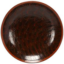 Valarie Snow, a large studio pottery earthenware centre bowl, with sgraffito decoration, makers mark