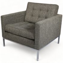 Florence Knoll, a mid-century design Relaxed lounge chair by Knoll studio in Cato fabric,
