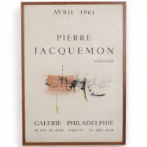 Pierre Jacquemon (1936-2001), a 1961 exhibition poster for Galarie Philadelphie, Paris, signed in