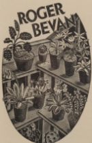 Eric Ravilious (1903-1942), wood engraving on paper, Bookplate for Roger Bevan, 10.3cm x 6.5cm,