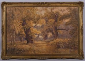 J Carlisle, Old Sherwood Forest, watercolour, signed and dated 1876, artist's label verso, 51cm x