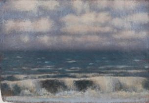 Tobit Roche (born 1954), breaking wave St Leonards-on-Sea, signed verso, dated 2021, 34cm x 50cm,