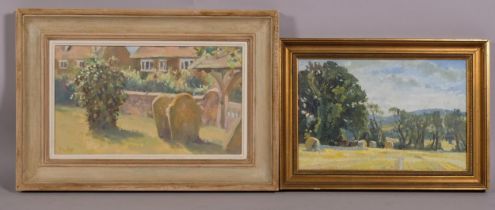 Sarah Nutley, farm near Cognac 2003, oil on canvas, 22cm x 31xm, framed, together with 2 other