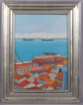 Silva Palmeira (born 1934), Lisborn Harbour from Lapa, oil on canvas,