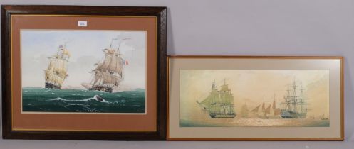 4 marine watercolours, framed (4)