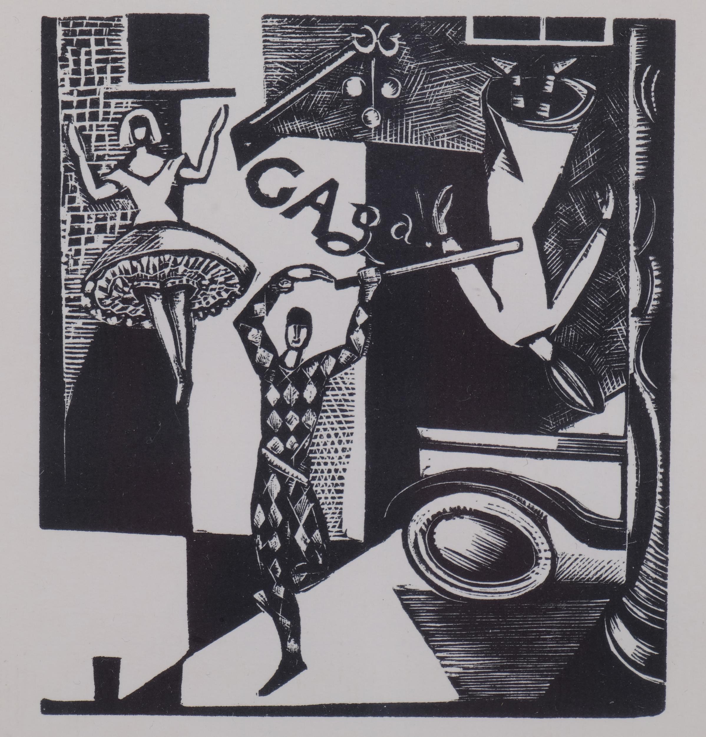 Paul Nash, Gaga, woodcut print 1923, from an edition of 1000 copies, postan ref. 36, image 11cm x - Image 3 of 4