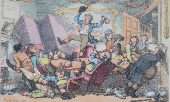 Thomas Rowlandson, miseries of the country, hand coloured etching, 1807, plate 13cm x 19cm,