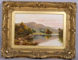 Henry H Parker (1858 - 1930), Highland loch, oil on canvas, signed, 30cm x 45cm, framed Very good