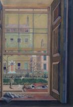 John Blundell, street scene, watercolour, signed with letter verso for the Coleman Prize 1974,