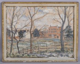 Roger Furse, in the park Colchester, oil on board, signed with artist's label verso, 1955, 38cm x