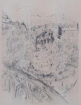 E Vuillard, Le Square Vintimille, etching, signed in the plate, plate size 33cm x 25cm, framed