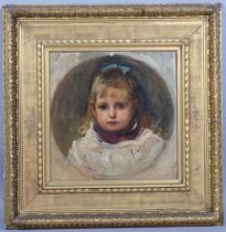 Frank Holl (1845 - 1888), head and shoulders portrait of a blue eyed girl, oil on canvas,