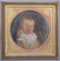 Frank Holl (1845 - 1888), portrait of a blue eyed girl, circular oil on canvas laid on board, signed