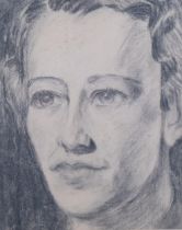 Barbara Corley, portrait of Dame Flora Robson, 1959, charcoal on paper, signed by the artist and the