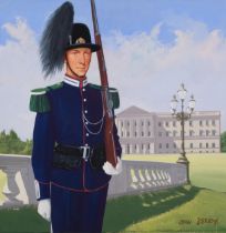 John Berry (1920 - 2009), Royal Guard, original gouache illustration, image 30cm x 30cm, unframed