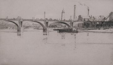 3 Thames docklands etchings, all signed in pencil, 2 framed and 1 mounted (3) Even paper