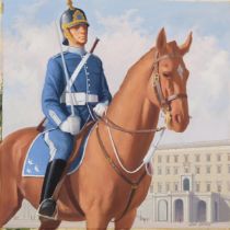 John Berry (1920 - 2009), Cavalry Officer, original gouache illustration, image 30cm x 30cm,