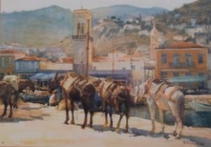 Dick Hart (1920 - 1990), Continental street scene, watercolour, signed and dated '83, 24cm x 35cm,