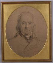 19th century portrait of a gentleman, charcoal/chalk on paper, unsigned, 56cm x 45cm, framed Even